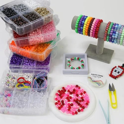 LIS HEGENSA 6300Pcs DIY Childrens Craft Pony Beads Friendship Bracelet Kit - color: 6300PCS
