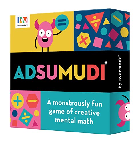 Evermade Adsumudi Math Game - The Monstrously Fun, Smart Game for Kids to Practice Multiplication, Division, Addition and Subtraction - Great for Kids Ages 8-12 - size: 5.5 x 5.5 x 1.13 inches