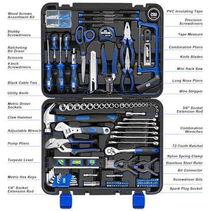 Prostormer 259-Piece Tool Kit, General Household Hand Tool Set, Blue - color: Blue