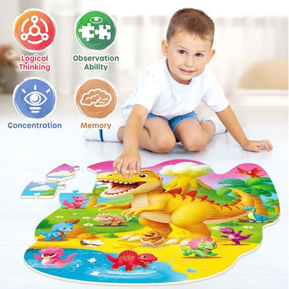 SYNARRY Dinosaur Floor Puzzles for Kids Ages 3-5 Large 45-Piece - style: Dinosaur