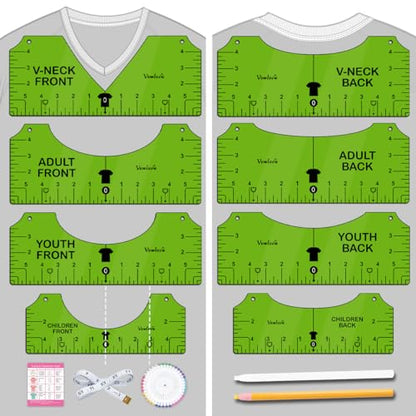Vowlove T-Shirt Placement Guide for Cricut Heat Press and Vinyl Transfers - color: 02 Green