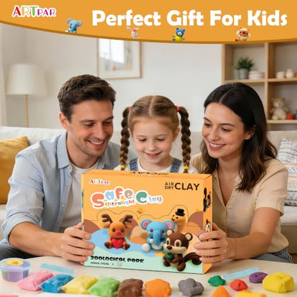 ARTPAR Air Dry Clay Kit, 12 Animals Modeling Magic Clay, Kids Crafts Gifts - color: Clay animals kit