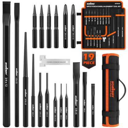19-Piece Punch and Chisel Set, Pin Punches, Center Punch, Alignment Tools - size: 19-Piece Multi-Tool Set(New Version)