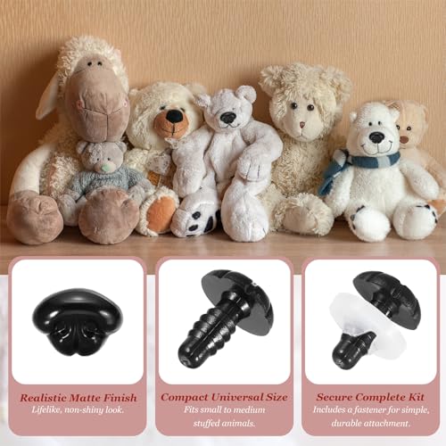 MECCANIXITY Safety Noses Black Plastic Craft Nose with Spacer for DIY Crochet Bears Dog Stuffed Animals Doll Making(12mm 25PCS)