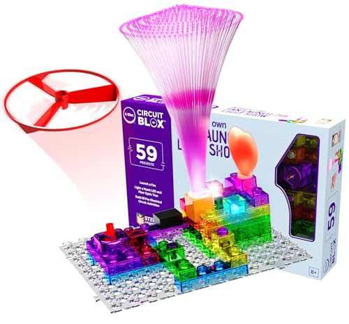 E-Blox Building Blocks STEM Circuit Kit, 59 Projects, Build Your Own Fan Launch Light Show, Science Projects, Birthday Gift, Boys, Girls, 8+ - style: Fan Launch Light Show