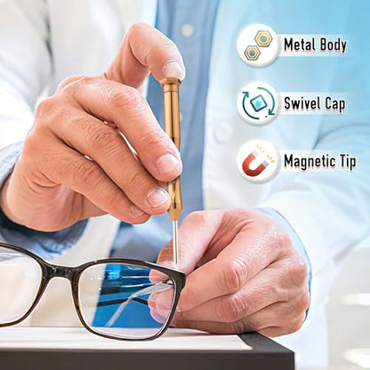DIYSELF Small Screwdriver Set with Case, 6PCS Magnetic Eyeglass Repair Kit - color: Multicolor