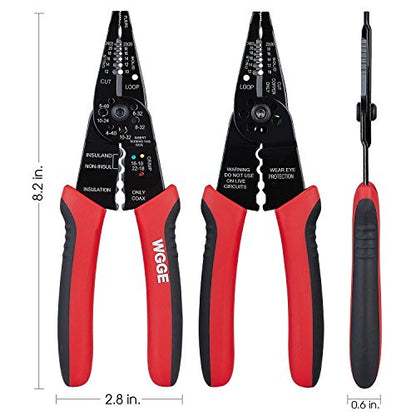 WGGE WG-015 Professional Wire Stripper, Wire Cutter and Wire Crimper 8-inch