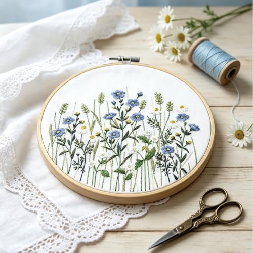 Embroidery Kit for Beginners Learn 7 Common Stitches Step-by-Step Video - color: 7 Common Stitches