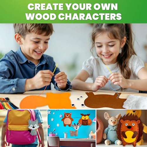 Sewing Kit for Kids Ages 4-8 - 12 Beginner DIY Kids Sewing Crafts Ages 4-7 - color: 2.0 Wood