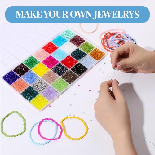 3080pcs 4mm Crystal Beads for Jewelry Making, Bracelets Making Kit - color: 28 color
