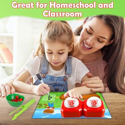 Kasfalci Math Board Games for Kids with Dice Poppers,Math Manipulatives,Dice Games,Addition Subtraction Games,Math Counters,Counting Toys,Fine Motor Toys,Kindergarten Classroom Homeschool Supplies