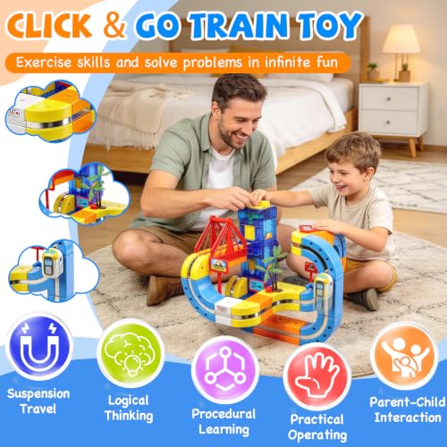 Magnetic Train Track Set, Electric Magnetic Train for Kids 3 4 5 6 7 8 Years Old, 3D STEM Educational Toy to Spark Imagination, Perfect Christmas Birthday Gift