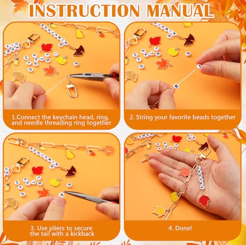 CraftyDream 558 Pcs Fall Charm Keychain Making Kit DIY Craft Gift - style: Fall