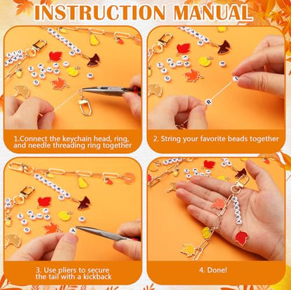 CraftyDream 558 Pcs Fall Charm Keychain Making Kit DIY Craft Gift - style: Fall