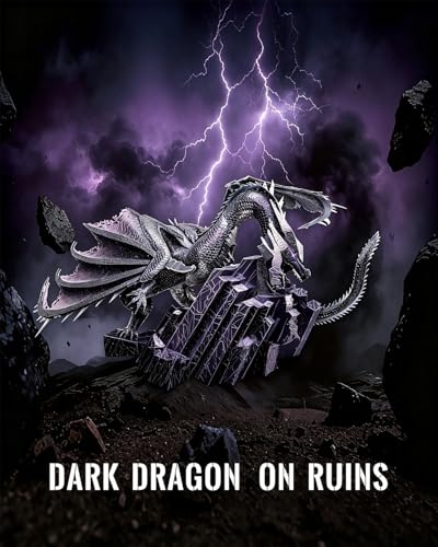 Piececool 3D Metal Puzzles for Adults Dark Dragon on Ruins Model Building Kits Desk Decor, Great Birthday New Year Gifts for Men Teens 16+