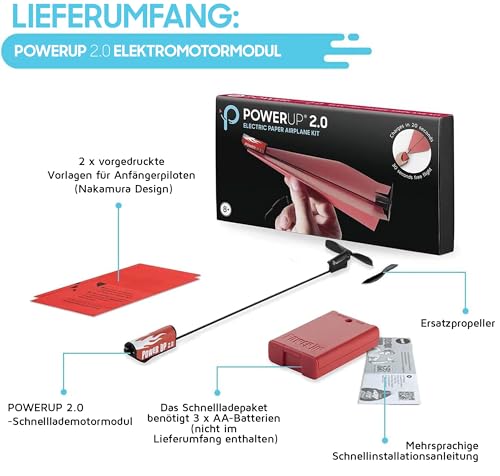 POWERUP 2.0 Kit – Paper Airplane Conversion Kit + 12 Templates (2 Waterproof) for Fun and Educational Flights