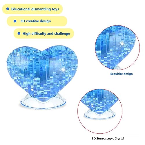3D Crystal Heart Puzzle,Crystal Puzzle Brainteasers for Puzzlers Ages 16 and Up,46PCS(Purple) - color: Purple-heart