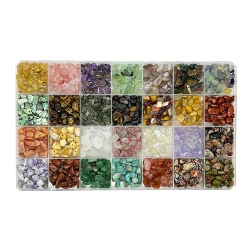 Yephac Jewelry Making Kits with 28 Colors Gemstone Chips, Healing Crystal Ring Maker Kit with Jewelry Making Supplies (28 Colors-1) - color: 28 colors-1