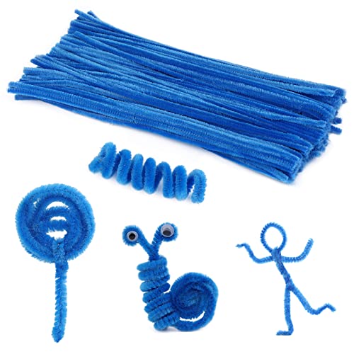 100 Pcs Pipe Cleaners Craft, Lake Blue Pipe Cleaners Bulk, Chenille Stem - color: Lake Blue