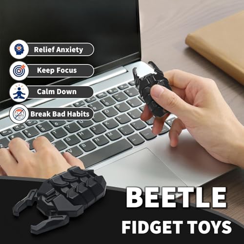 Beetle Fidget Toys Adults, Metal Fidget Toys Fidget Clicker, Creative Beer Bottle Opener, Office Executive Desk Toy for Stress Relief, Anxiety & ADHD, Focus Tool for Men & Women (Black) - color: Black
