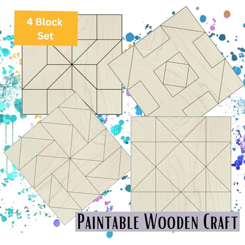9" Barn Quilt Kit Set 4 | HST, Friendship Star, Dutch Sq, Flying Geese - size: 9 inches (set of 4), style: HST, Friendship Star, Dutch Square, Flying Geese