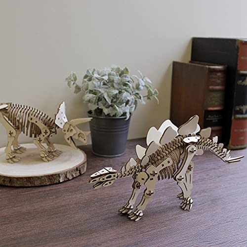 Stegosaurus Wooden Dinosaur 3D Puzzle - Fun DIY Wood Craft Kits - Ideal Gift for Birthdays and Party Favors - style: Stegosaurus