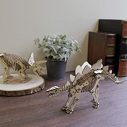 Stegosaurus Wooden Dinosaur 3D Puzzle - Fun DIY Wood Craft Kits - Ideal Gift for Birthdays and Party Favors - style: Stegosaurus