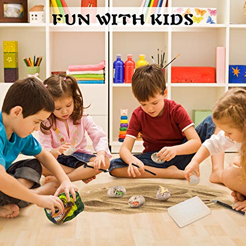 Dinosaur Fossil Digging Kit for Kids, Eggs Excavation Dig Kit, Toys for Kids 5-7 8-12, Great Birthday for Boys and Girls - style: 6 Dino Eggs+A T-Rex Head+A Dino Skeleton