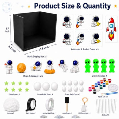 Cinrobiye 67 PCS Galaxy Diorama Scene Kit, 3D Solar System Model Project Set, Outer Space Planet Foam Craft Kit with Astronauts, Rocket and Space-Themed Decorations for School Science Arts Projects