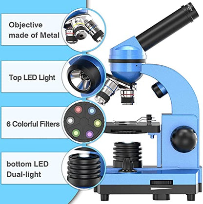 Microscope for Kids Beginners Children Student, 40X- 1000X Compound Microscopes with 52 pcs Educational Kits
