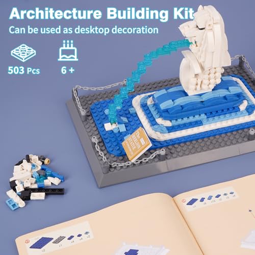 Oichy Merlion Building Blocks Set, 503 PCS Creative Toy Building Sets, World Famous Architecture Model Kits for Adults and Kids - color: Merlion