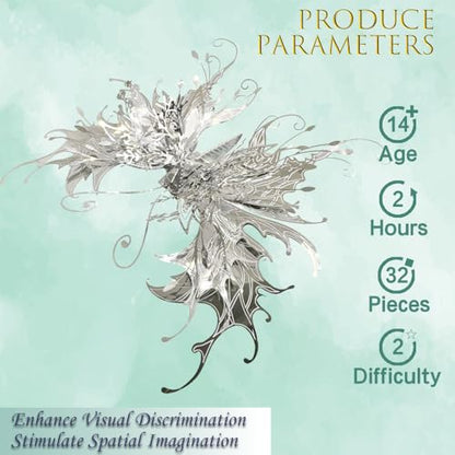 3D Metal Puzzles for Adults,Sliver Butterfly Model Design,Glitter Cute Insects Animals Puzzles Metal Building Kits,Brain Teaser DIY Creative Ornament Sets Need Assembly Home Decor (HD-6)