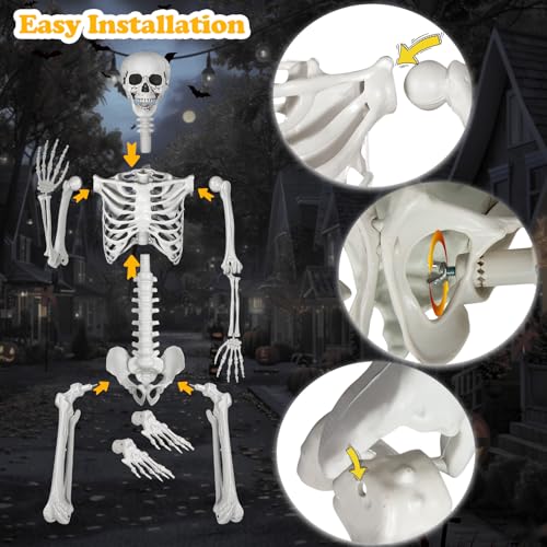 7.9ft Halloween Giant Skeleton, Tall Outdoor Skeleton with Full Body Posable Joints, Scary Plastic Large Skeleton for Halloween Haunted House Spooky Scene Decorations - size: 1p 7.9ft