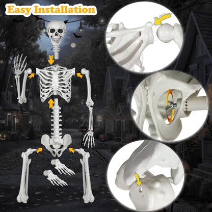 7.9ft Halloween Giant Skeleton, Tall Outdoor Skeleton with Full Body Posable Joints, Scary Plastic Large Skeleton for Halloween Haunted House Spooky Scene Decorations - size: 1p 7.9ft