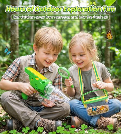 Bug Catcher for Kids, Bug Vacuum Catching Kit with Bug Collector Butterfly Net Magnifying Glass Bugs Grabber Insect Catcher Tweezers, Outdoor Explorer Toys Gift