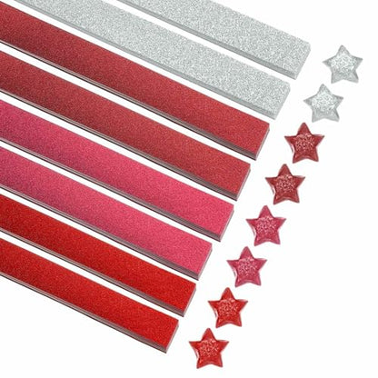 MECCANIXITY 200 Sheets Origami Paper Glitter Stars Papers Gradient Red Fold Paper for Beginner Arts Crafts Projects,0.4 x 8.7 Inch - color: Gradient Red