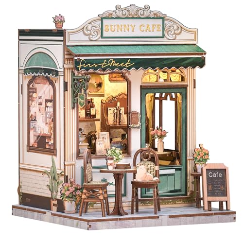 Book Nook Kit for Adults, DIY Miniature House Coffee Shop Booknook - color: Sunny Cafe