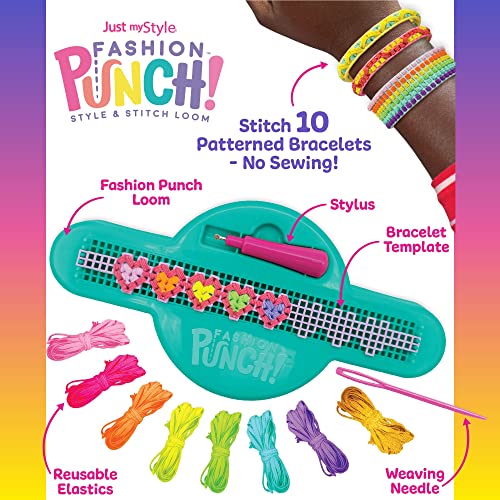 Just My Style Fashion Punch Style & Stitch Loom, Friendship Bracelet Kit, Jewelry Making Activity, Great for Birthday Parties, Sleepovers & Travel, Arts & Crafts for Kids Ages 6, 7, 8, 9 - style: Punch