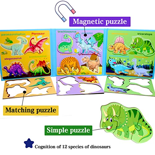 Magnetic Puzzles for Kids Ages 3-5, Travel Toddler Dinosaur Puzzle Toy - style: Dinosaur