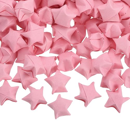 MECCANIXITY 300 Pcs Paper Stars Pre-made Origami Lucky Wishing Star for Best Wish Christmas Party Wedding Valentine's Day Girl Friends Gift(Pink) - color: Pink