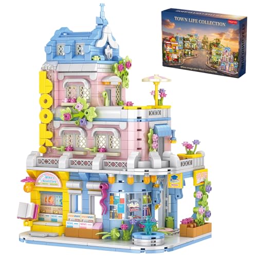City Street View Building Blocks, Modular Architecture Model - color: Pastel Macaron