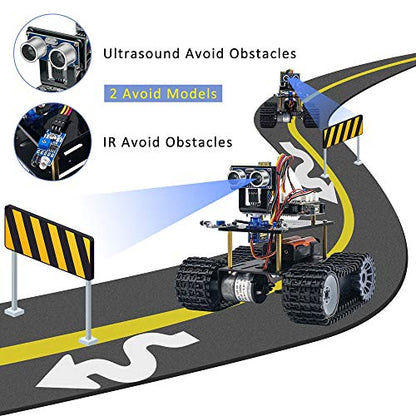 LAFVIN Programming Tank Smart Robot Car kit Support Mixly Blocks Coding/App Control Compatible with Arduino IDE