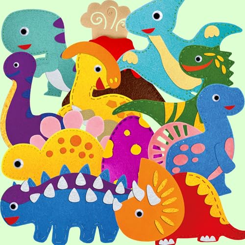 Sewing Kit for Kids Ages 8-12 - 12 Beginner DIY Kids Sewing Crafts Ages 4-7 - color: 5.0 Dino