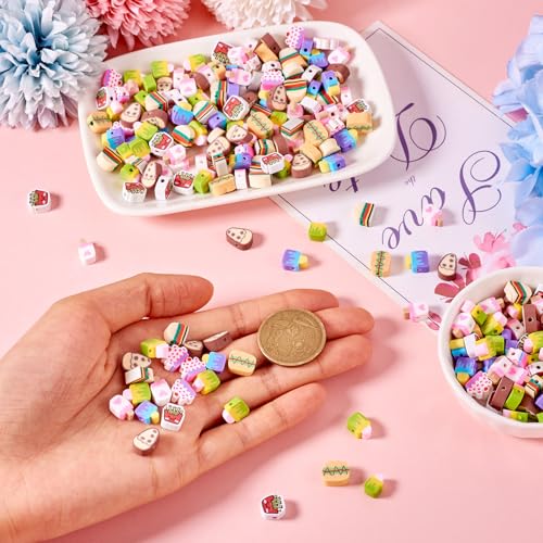 Elecrelive 80G Assorted Food Polymer Clay Beads Fries Burger Ice Cream Bead Charms Mixed Spacer Clay Accessories for Friendship Bracelets Necklace Jewelry Making - color: Mixed Color, Food