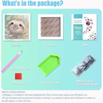 Libfx Diamond Art Kits for Kids with Frame Diamond Art for Girls Boys Beginners Arts and Crafts Birthday Gifts (Sloth) - color: Sloth