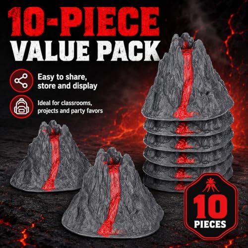 BESPORTBLE 10Pcs Volcano Science Kit Models, Plastic Eruption Demonstration Props for Kids Classroom Experiment, DIY Lava Mountain Toy Decorations Party Favors