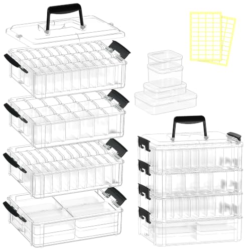 VANSUNS Bead Storage Organizer, 76 Small Containers and Lids, 4 Sizes - size: 4-Tier 8XL+20L+18M+30S