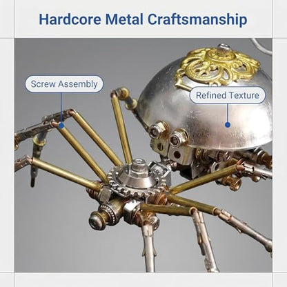 Steampunk Mechanical Insect Spider 3D Metal Puzzle Model Kits 150+ Parts No Glue Build Unique Desk Decor Christmas & Birthday Gift for Men Adults(Long-Tailed Spider) - style: Long-tailed spider