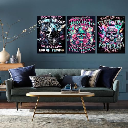 3 Pack Diamond Art Kits for Adult Horror Skull Diamond Painting Kit 12x16in - color: 3 Pack Skull-A, size: 11.8 x 15.7 inches
