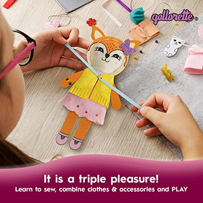 qollorette Felt Sewing Kit for Children, Make Your Own Fox Toy, Kids' Craft Kit - Make A Friend Sew Kit - Beginner Sewing Kit for Kids, Learn to Sew & Play - color: Fox